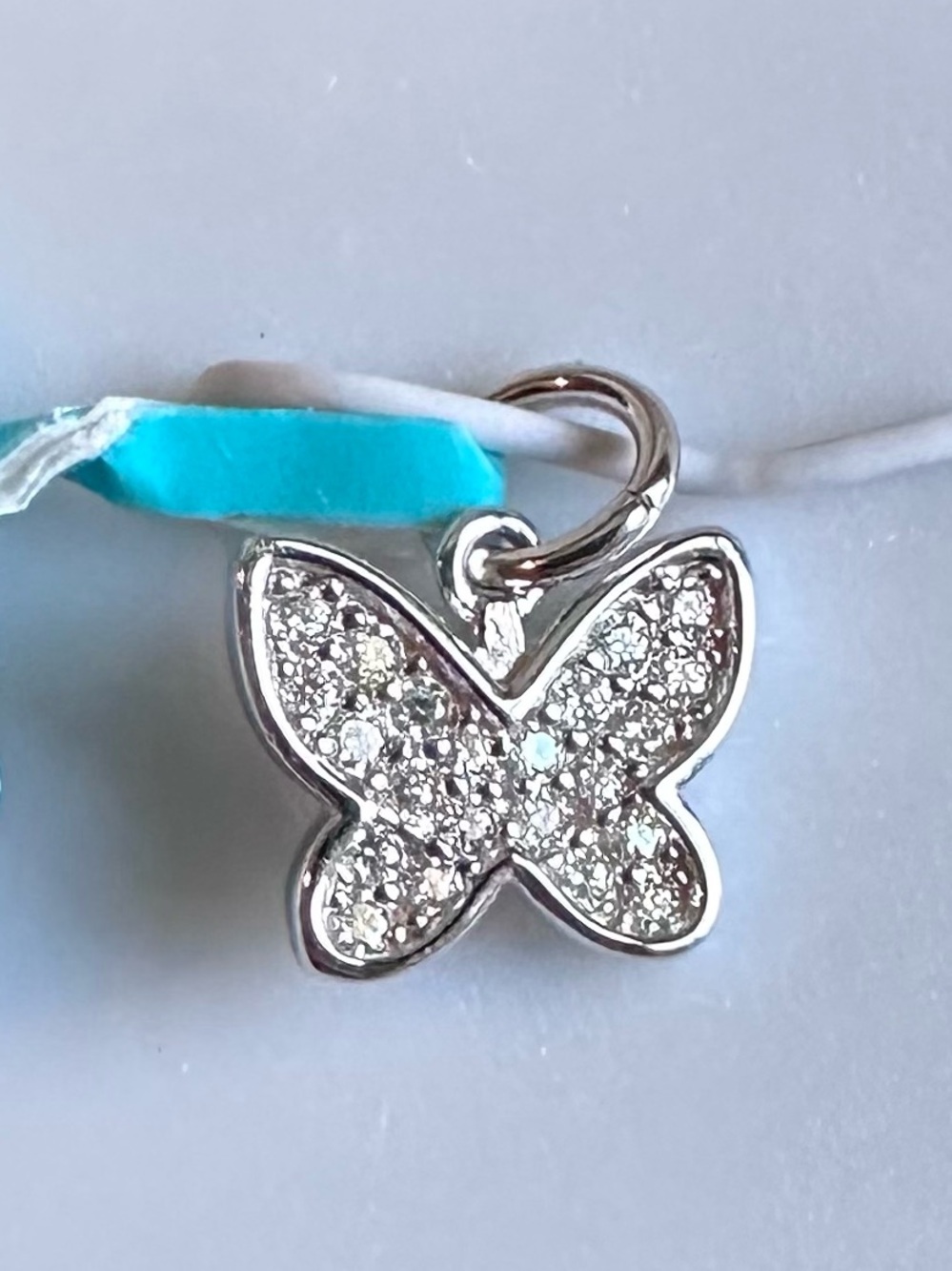 925 Silver 0.13CTW Moissanite Butterfly Necklace 20” Italy Cable Chain 925